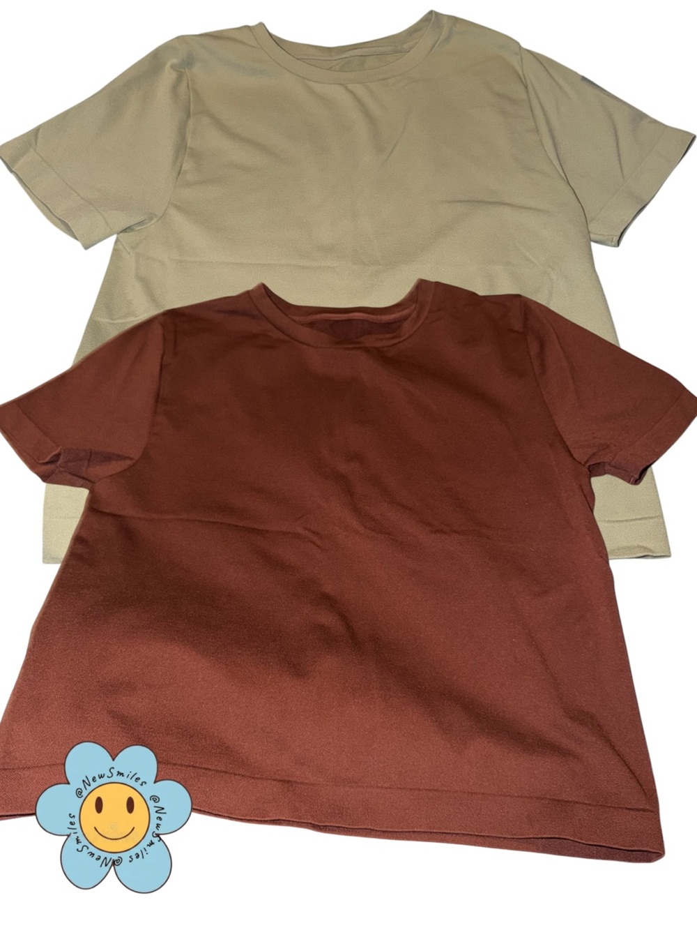 a new day ~ 2 Solid Tees ~ Khaki (L) & Rust (XL) ~ Never Worn ~ Smooth Finish